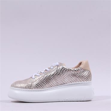 Wonders Zurich Curvy Sole W Trainer - Champagne Snake